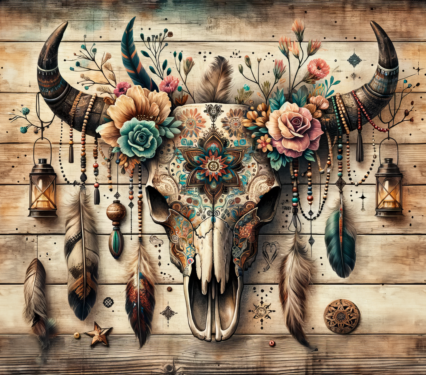 #120 Boho Western Skull CW