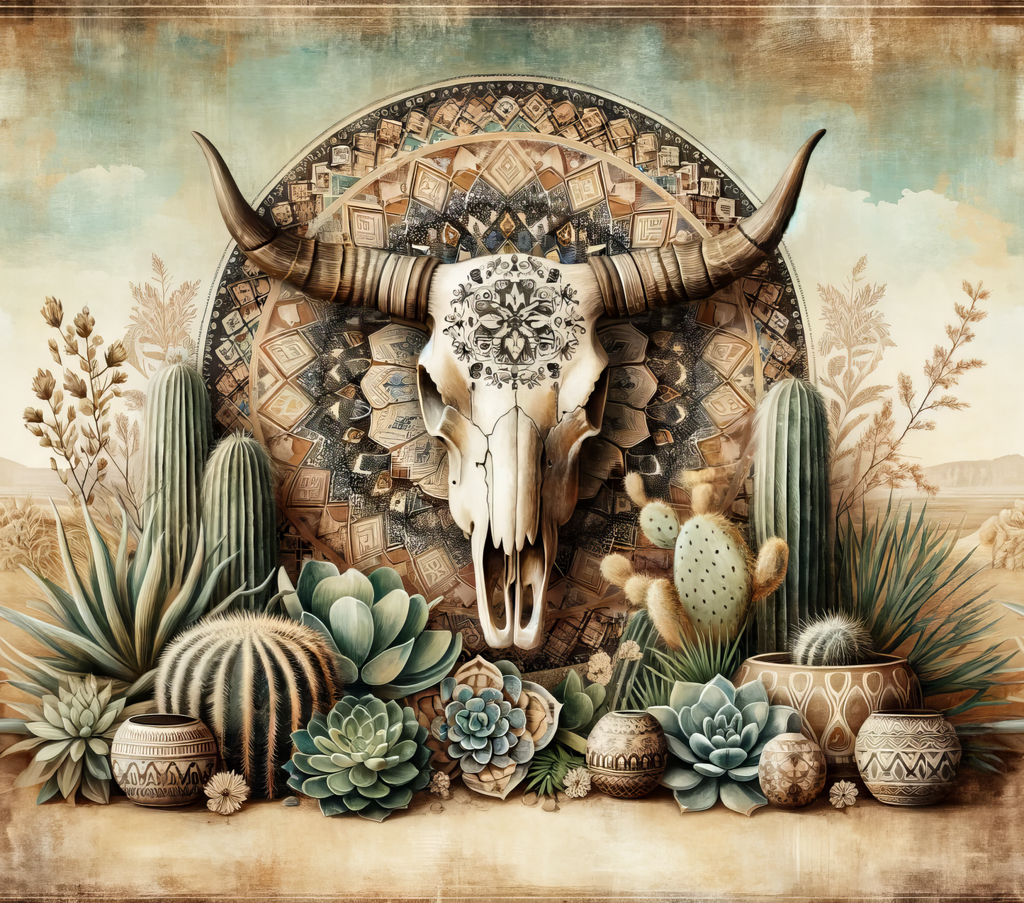 #121 Boho Desert Cow CW