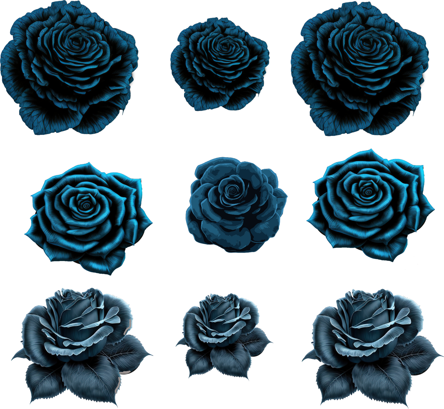 #078 Gothic Blue Roses Decal Sheet