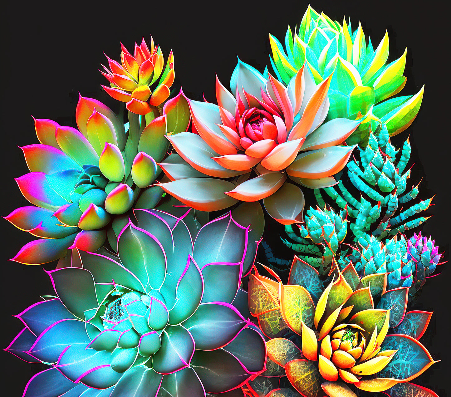 #019 Neon Succulents Cup Wrap