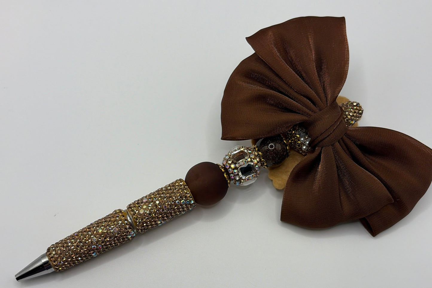 Brown Pearl Flower Bow PEN