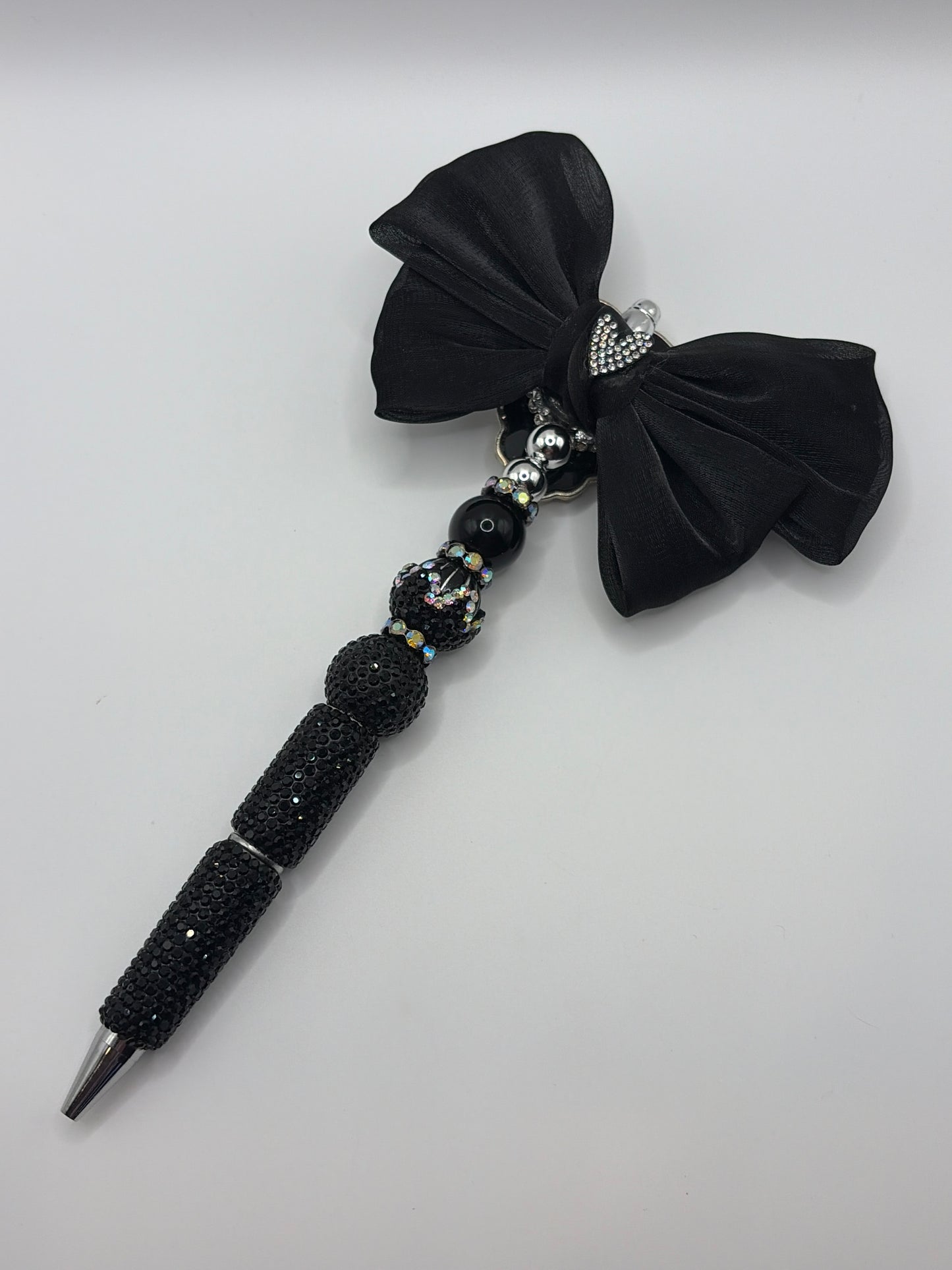 Silver Leopard with Black Bow Rhinestone PEN
