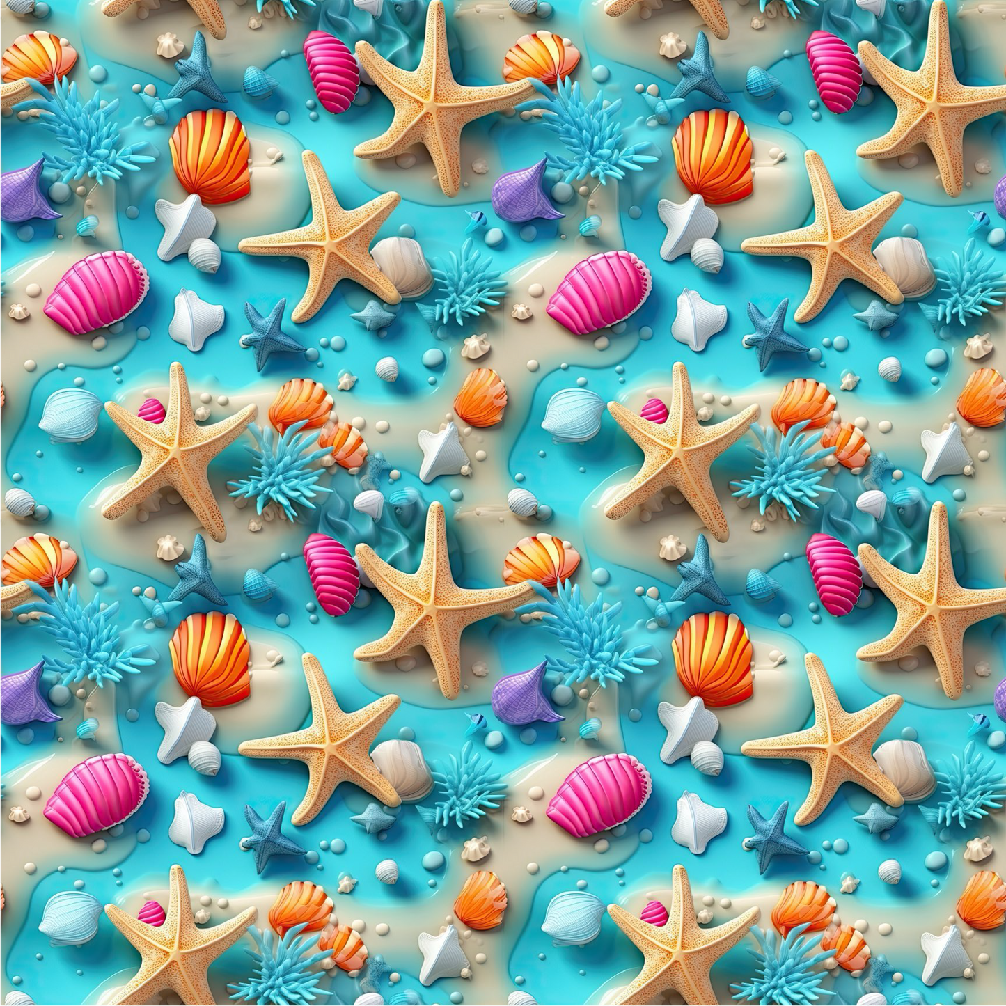 #036 Starfish and shells (3D)