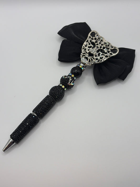 Silver Leopard with Black Bow Rhinestone PEN