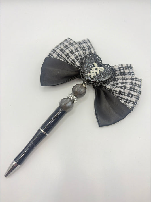 Black Heart with Plaid Bow