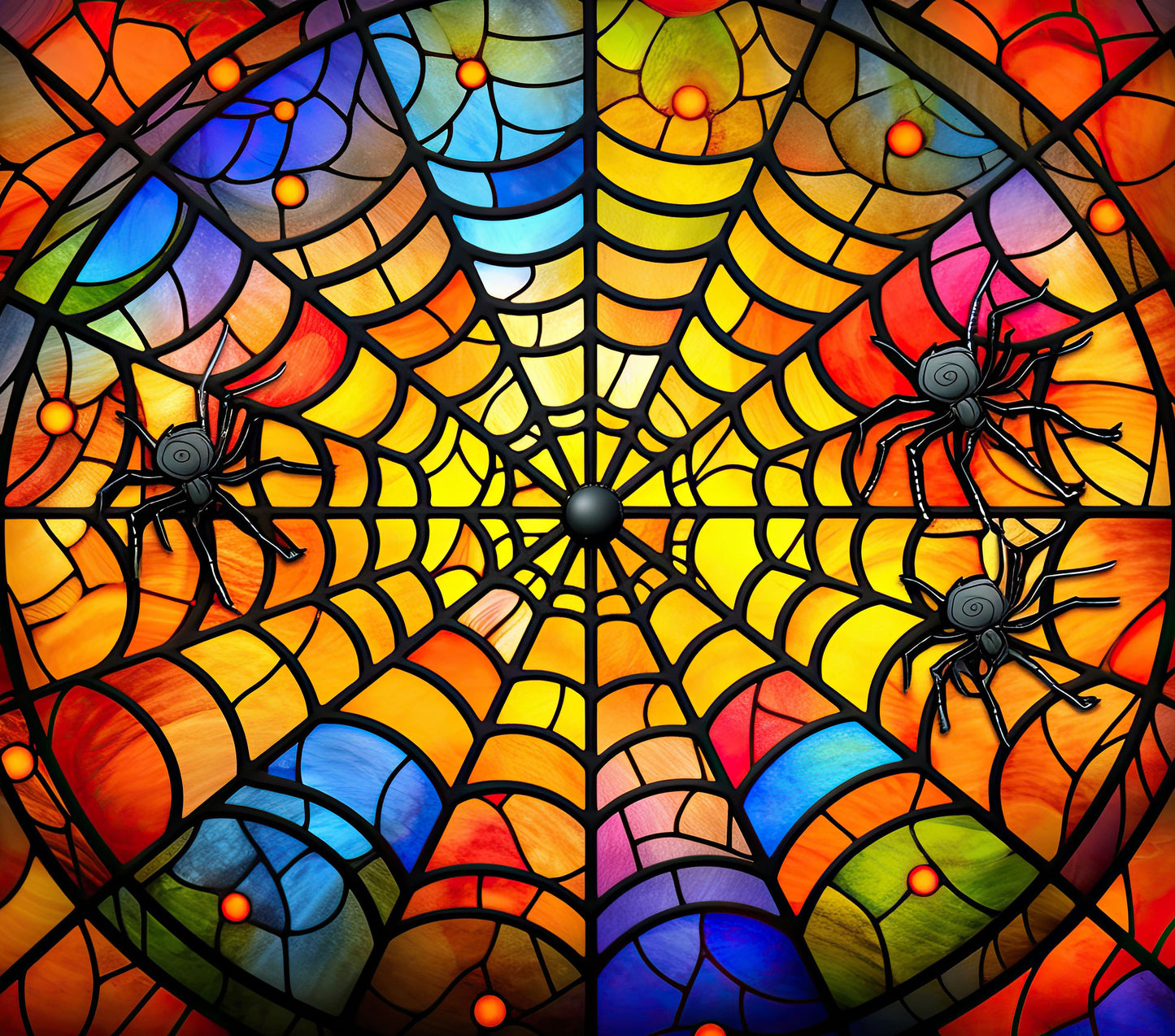 #037 Spiders on Stain Glass Cup Wrap